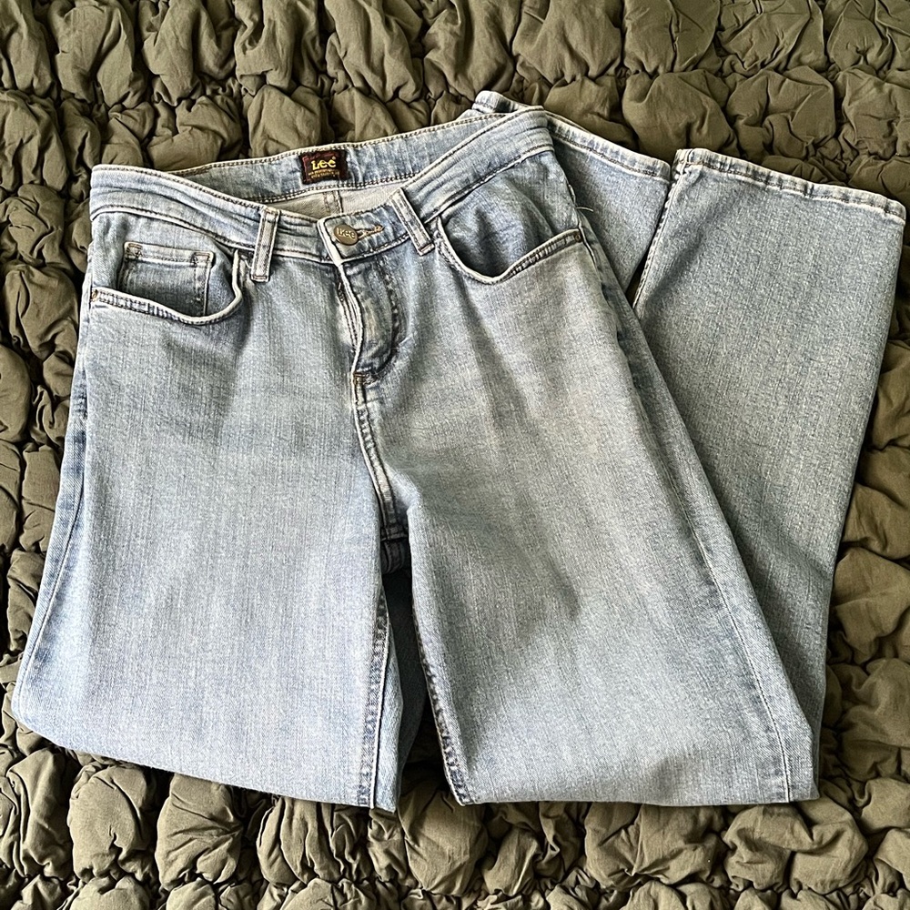 Blue straight leg jeans